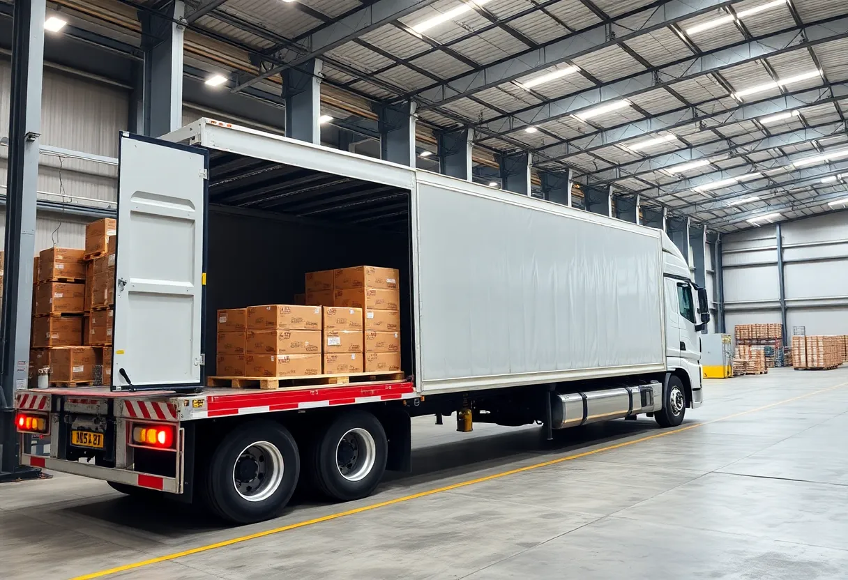 Premium transport truck loading goods
